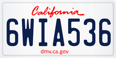 CA license plate 6WIA536