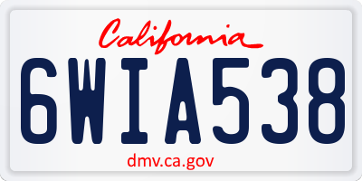 CA license plate 6WIA538