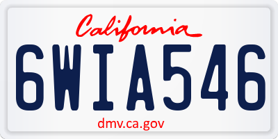 CA license plate 6WIA546