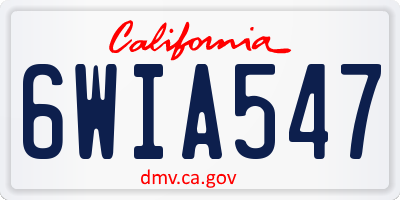 CA license plate 6WIA547