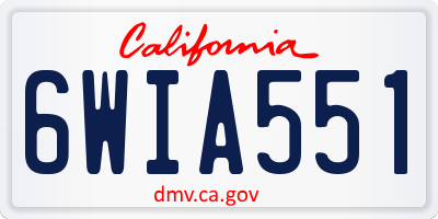 CA license plate 6WIA551