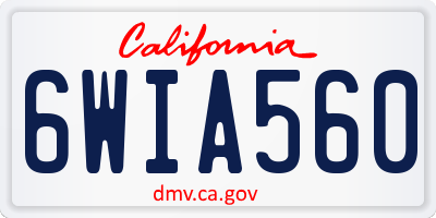 CA license plate 6WIA560