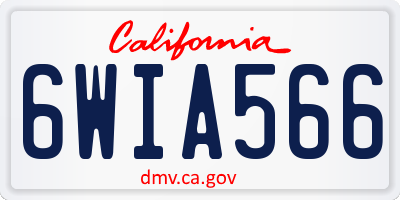 CA license plate 6WIA566