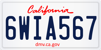 CA license plate 6WIA567