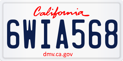 CA license plate 6WIA568