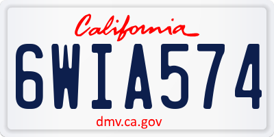 CA license plate 6WIA574