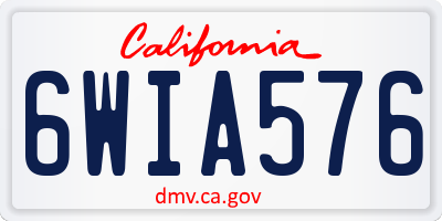 CA license plate 6WIA576
