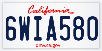CA license plate 6WIA580