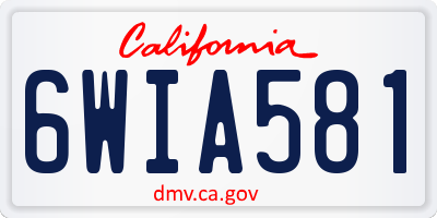CA license plate 6WIA581
