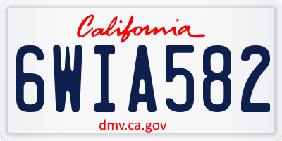CA license plate 6WIA582