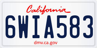 CA license plate 6WIA583
