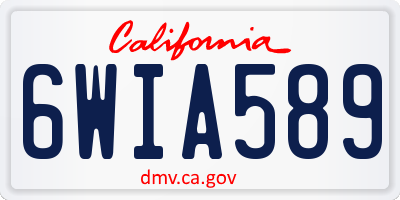 CA license plate 6WIA589