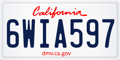 CA license plate 6WIA597