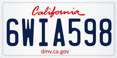 CA license plate 6WIA598
