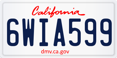 CA license plate 6WIA599