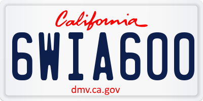 CA license plate 6WIA600