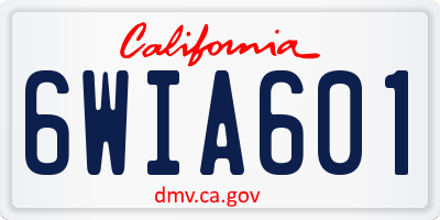 CA license plate 6WIA601
