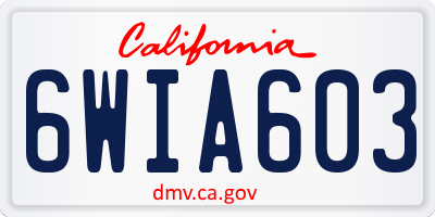 CA license plate 6WIA603
