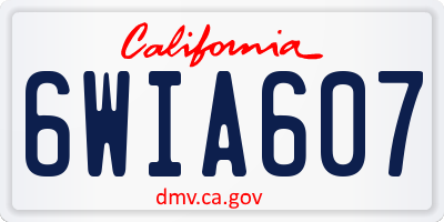 CA license plate 6WIA607
