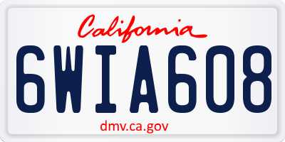 CA license plate 6WIA608