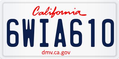 CA license plate 6WIA610