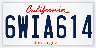 CA license plate 6WIA614