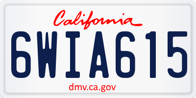 CA license plate 6WIA615