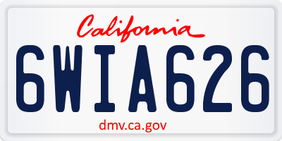 CA license plate 6WIA626