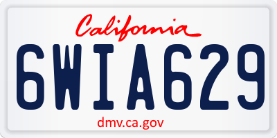 CA license plate 6WIA629