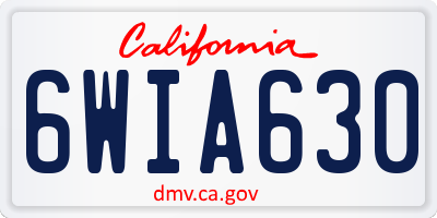 CA license plate 6WIA630