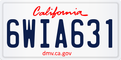 CA license plate 6WIA631