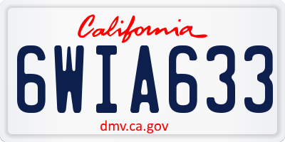 CA license plate 6WIA633