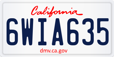 CA license plate 6WIA635