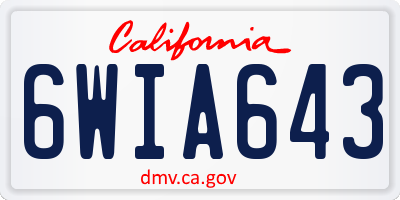 CA license plate 6WIA643
