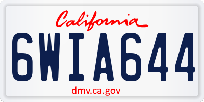 CA license plate 6WIA644