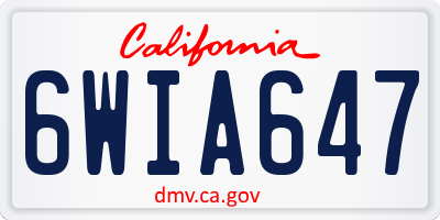 CA license plate 6WIA647