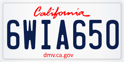 CA license plate 6WIA650