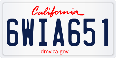 CA license plate 6WIA651
