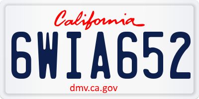 CA license plate 6WIA652
