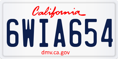 CA license plate 6WIA654