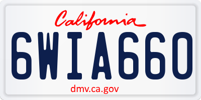 CA license plate 6WIA660