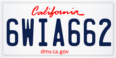 CA license plate 6WIA662
