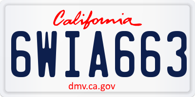 CA license plate 6WIA663