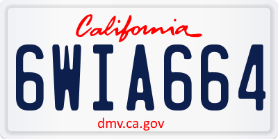 CA license plate 6WIA664