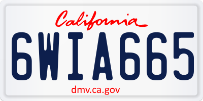 CA license plate 6WIA665