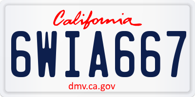 CA license plate 6WIA667