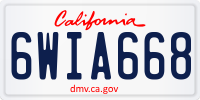 CA license plate 6WIA668