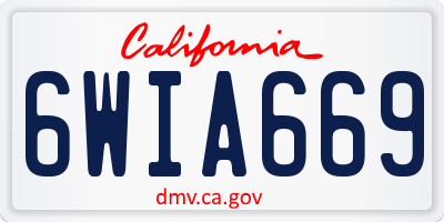 CA license plate 6WIA669