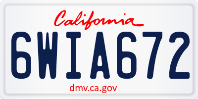 CA license plate 6WIA672