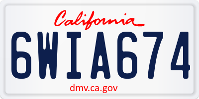 CA license plate 6WIA674